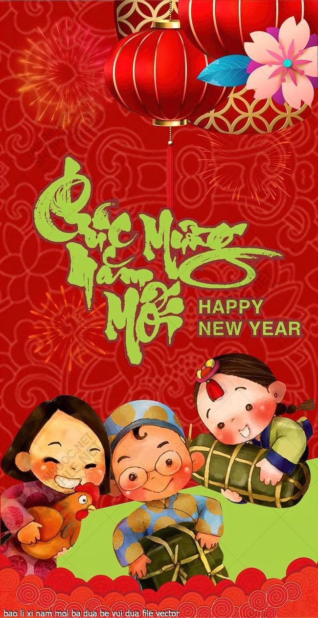 bao li xi nam moi ba dua be vui dua file vector